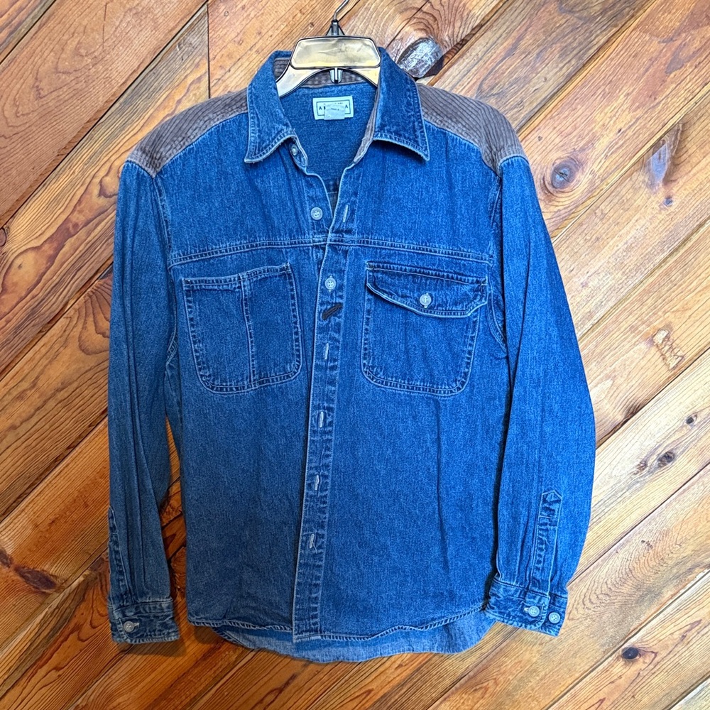 Arizona Jean Company Blue Denim Jacket with Brown Accents